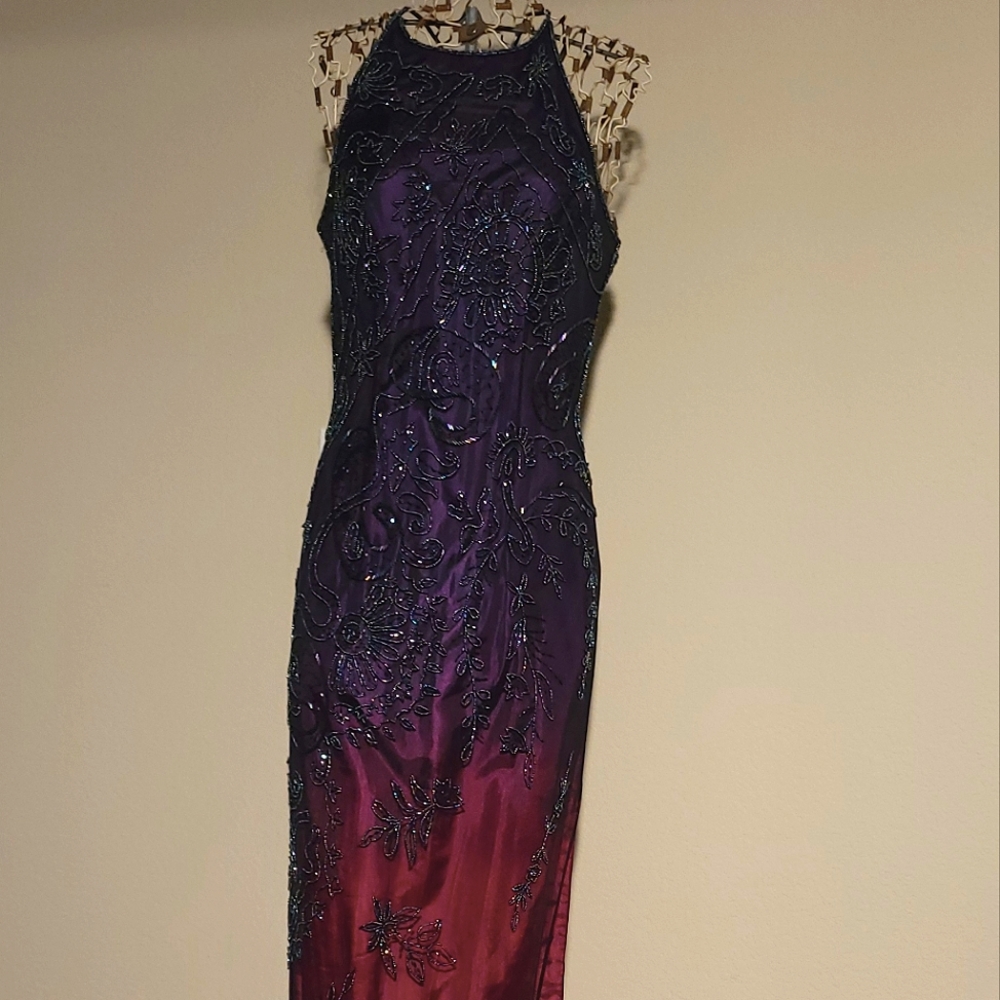 Purple/Pink Sequin Backless Dress - Size Small